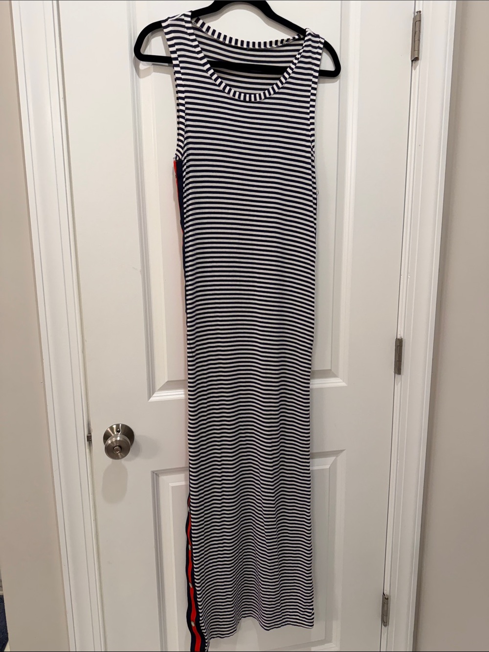 Striped Sleeveless Maxi Dress in Black and White